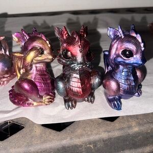 Dinasaure Figurines Set Trio Metallic